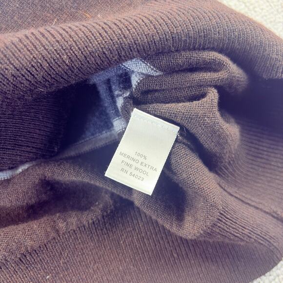 Banana Republic V-Neck Sweater Men's Large Brown Striped Extra Fine Merino Wool - Picture 4 of 8